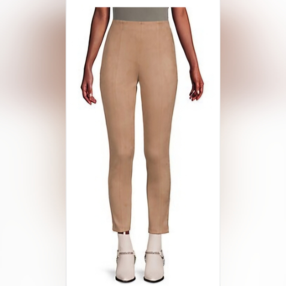Women's Andrew Marc Faux Suede Camel Leggings Skinny High Rise Pants  Large NWT